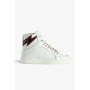 ZADIG‎ AND VOLTAIRE High Top Flash Gun Red White Lace Up Zip Sneakers EU 40 US